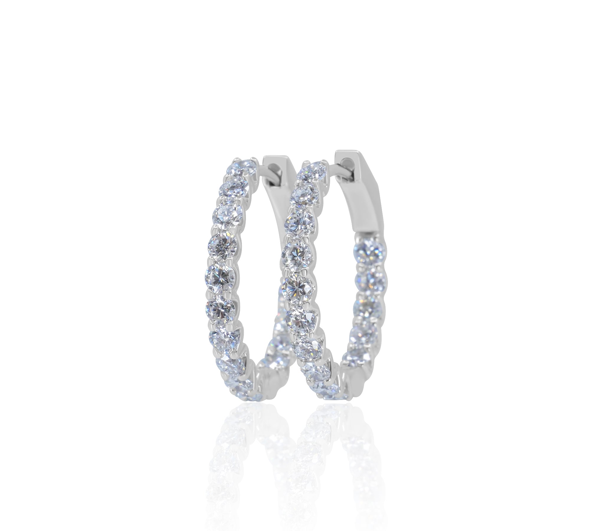 Gold Lab Grown Medium Round Hoop Earrings