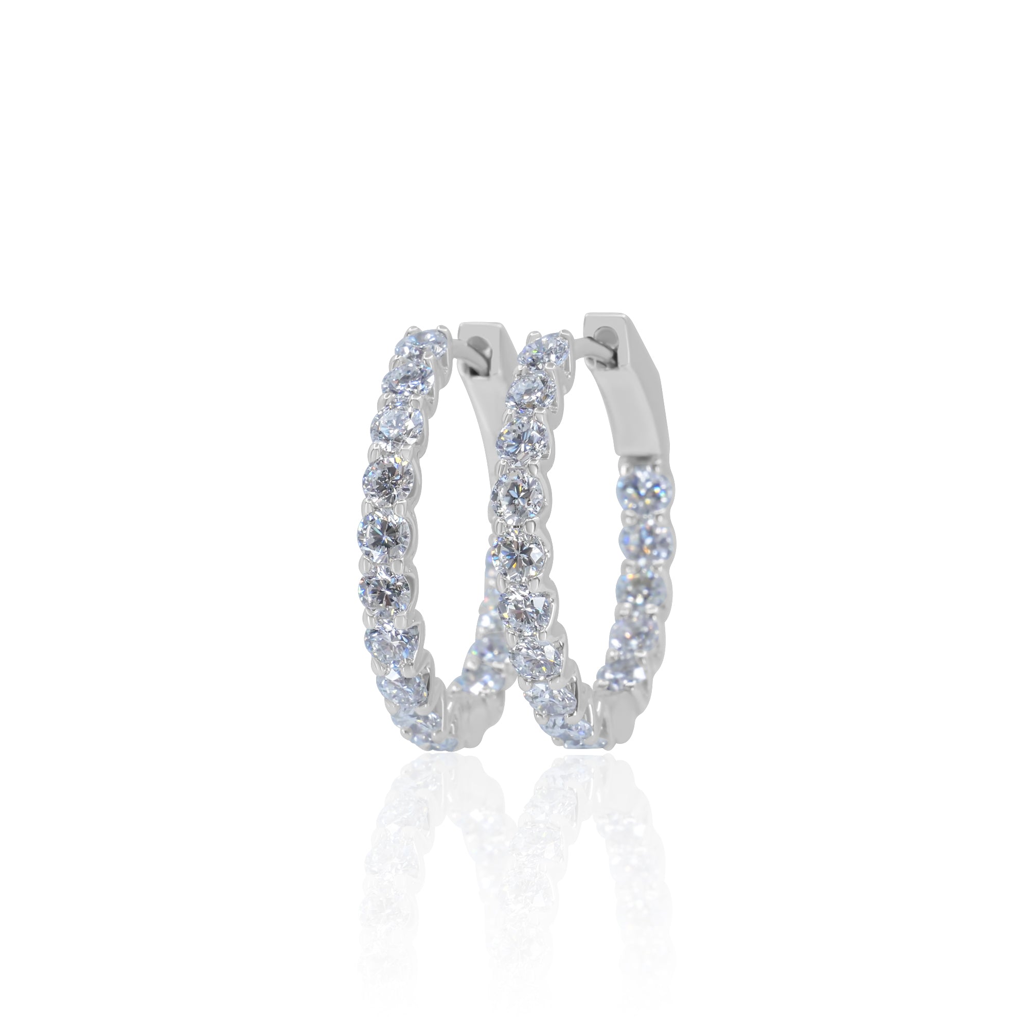 Gold Lab Grown Medium Round Hoop Earrings