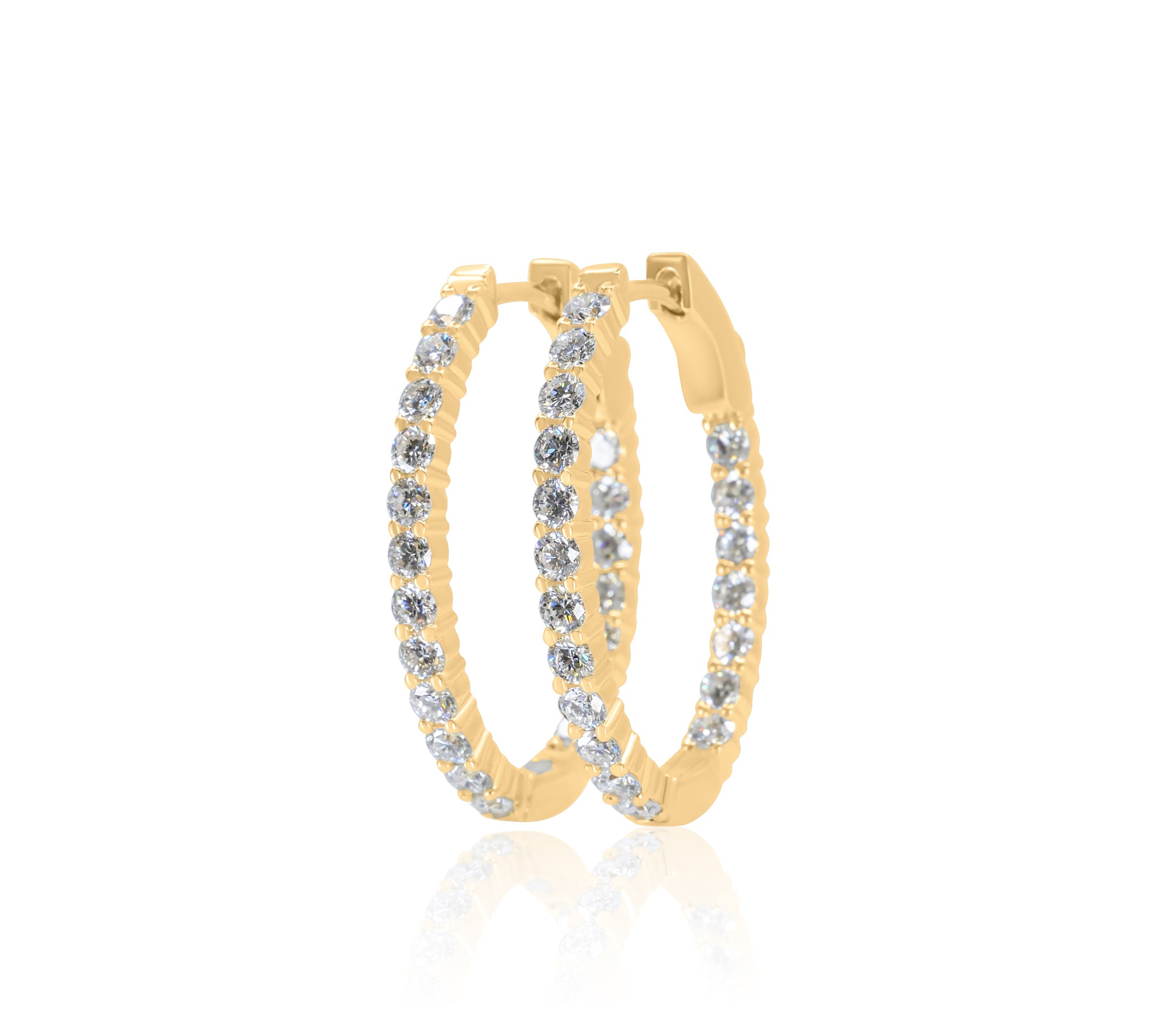 Gold Lab Grown Small Oval Hoop Earrings by Monisha Melwani