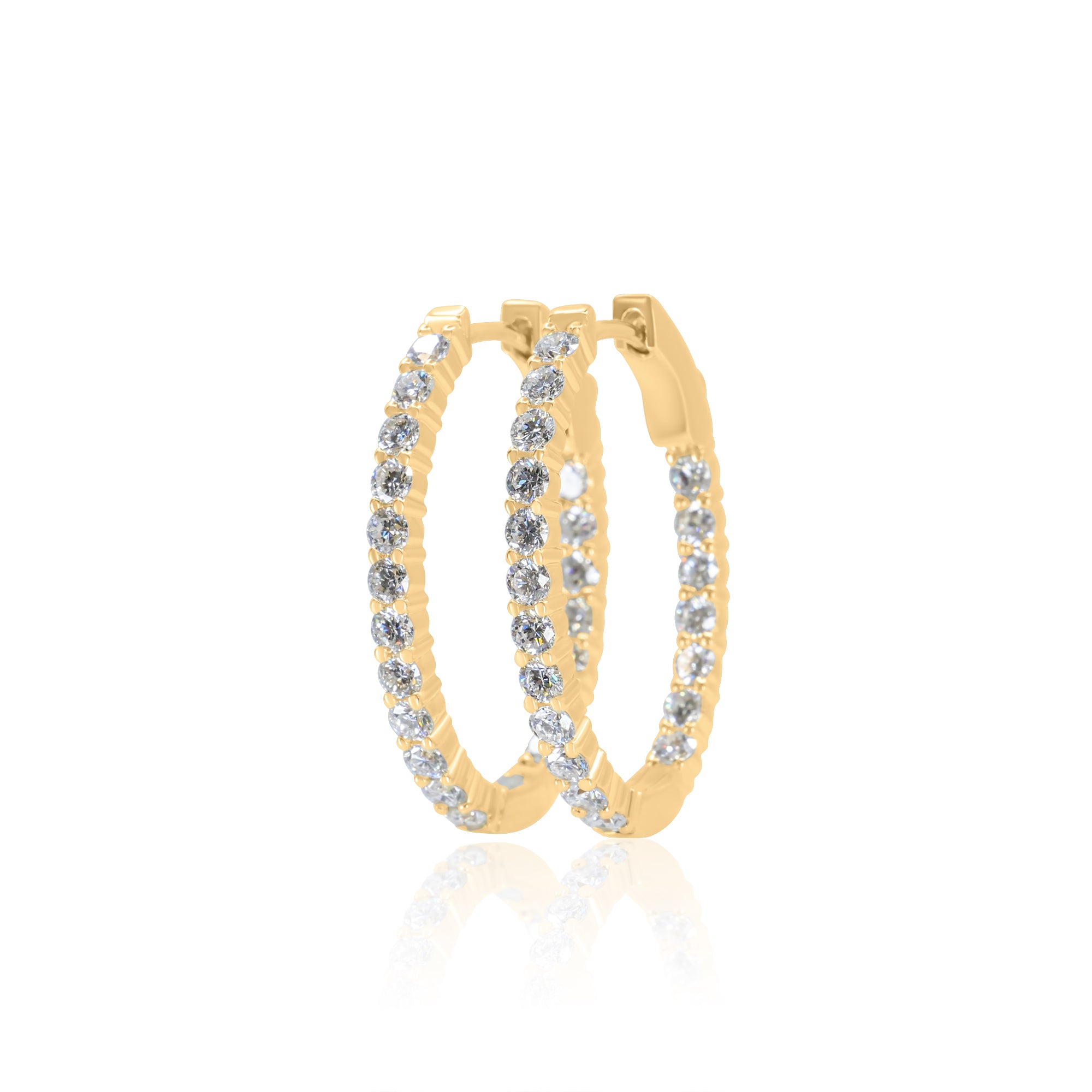 Gold Lab Grown Small Oval Hoop Earrings by Monisha Melwani