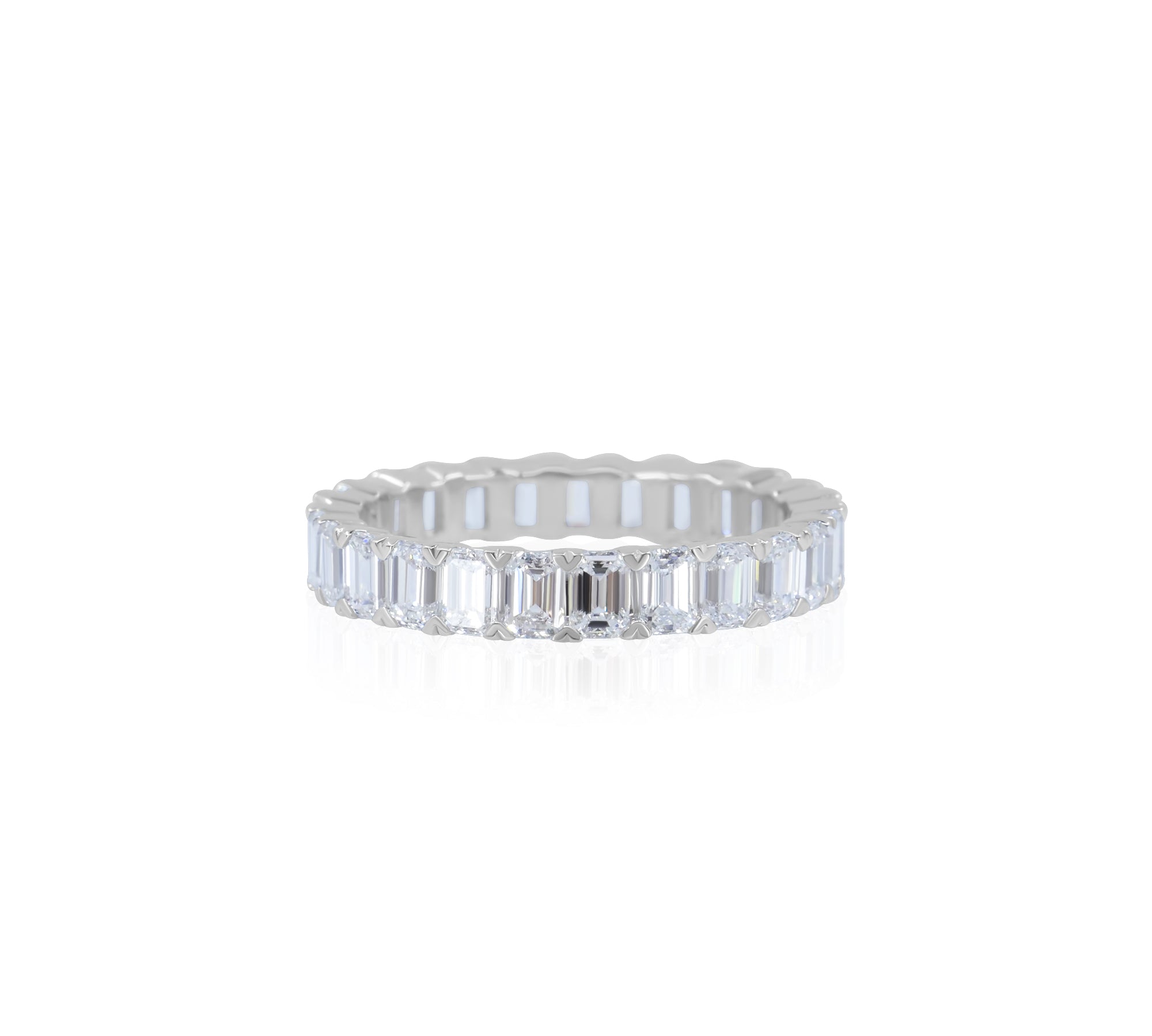 Gold Lab Grown Emerald Cut Eternity Ring