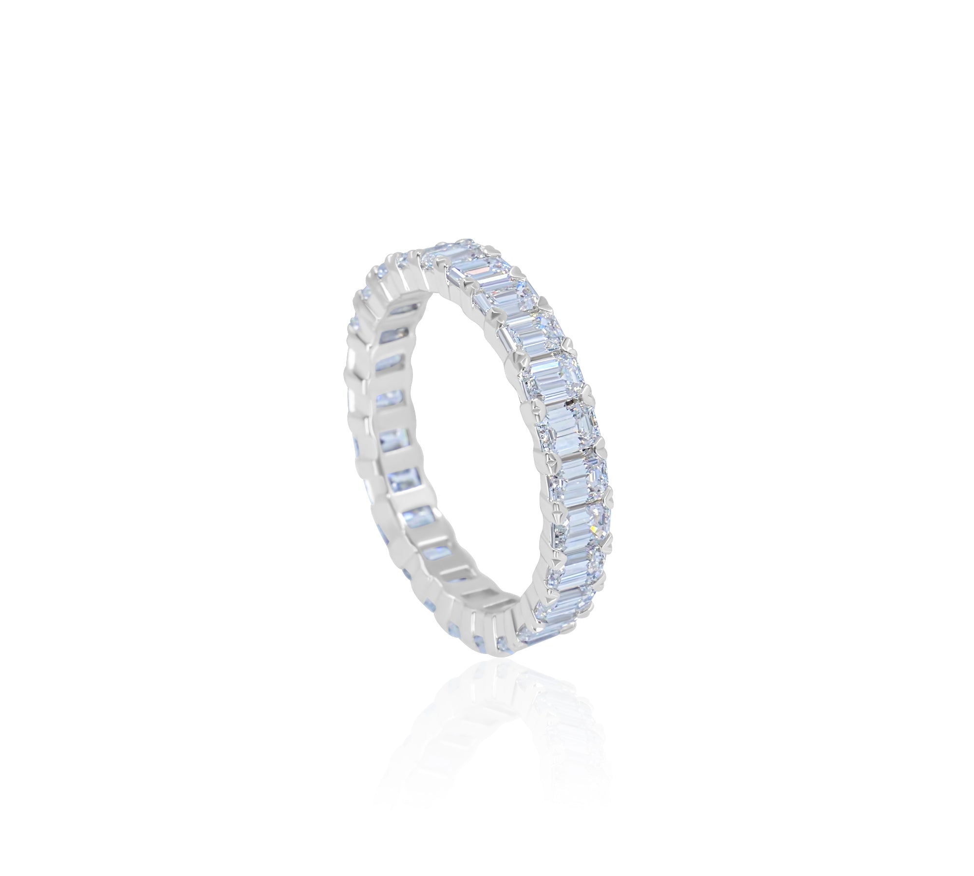 Gold Lab Grown Emerald Cut Eternity Ring