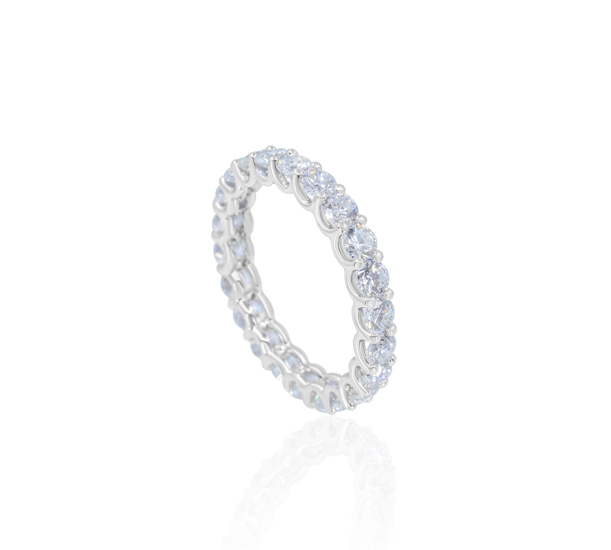 Gold Lab Grown Four Prong Round Eternity Ring