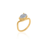 Gold Lab Grown Pear Shape Wave Pinky Ring