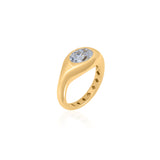 Gold Lab Grown Oval Signet Pinky Ring