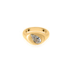 Gold Lab Grown Pear Signet Pinky Ring