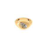 Gold Lab Grown Pear Signet Pinky Ring