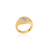 Gold Lab Grown Pear Signet Pinky Ring