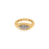 Gold Lab Grown Marquise Signet Pinky Ring
