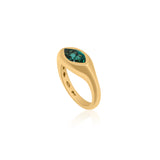Gold Marquise Emerald Lab Grown Signet Pinky Ring