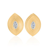 Gold Marquise Lab Grown Diamond Ribbed Earrings