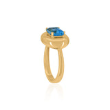 Gold Blue Topaz Oval Ring