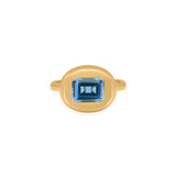 Gold Blue Topaz Oval Ring