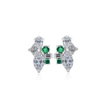 Gold Lab Grown Diamond And Emerald Stud Earrings