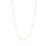 Gold Lab Grown Multi Round Bezel Chain Necklace