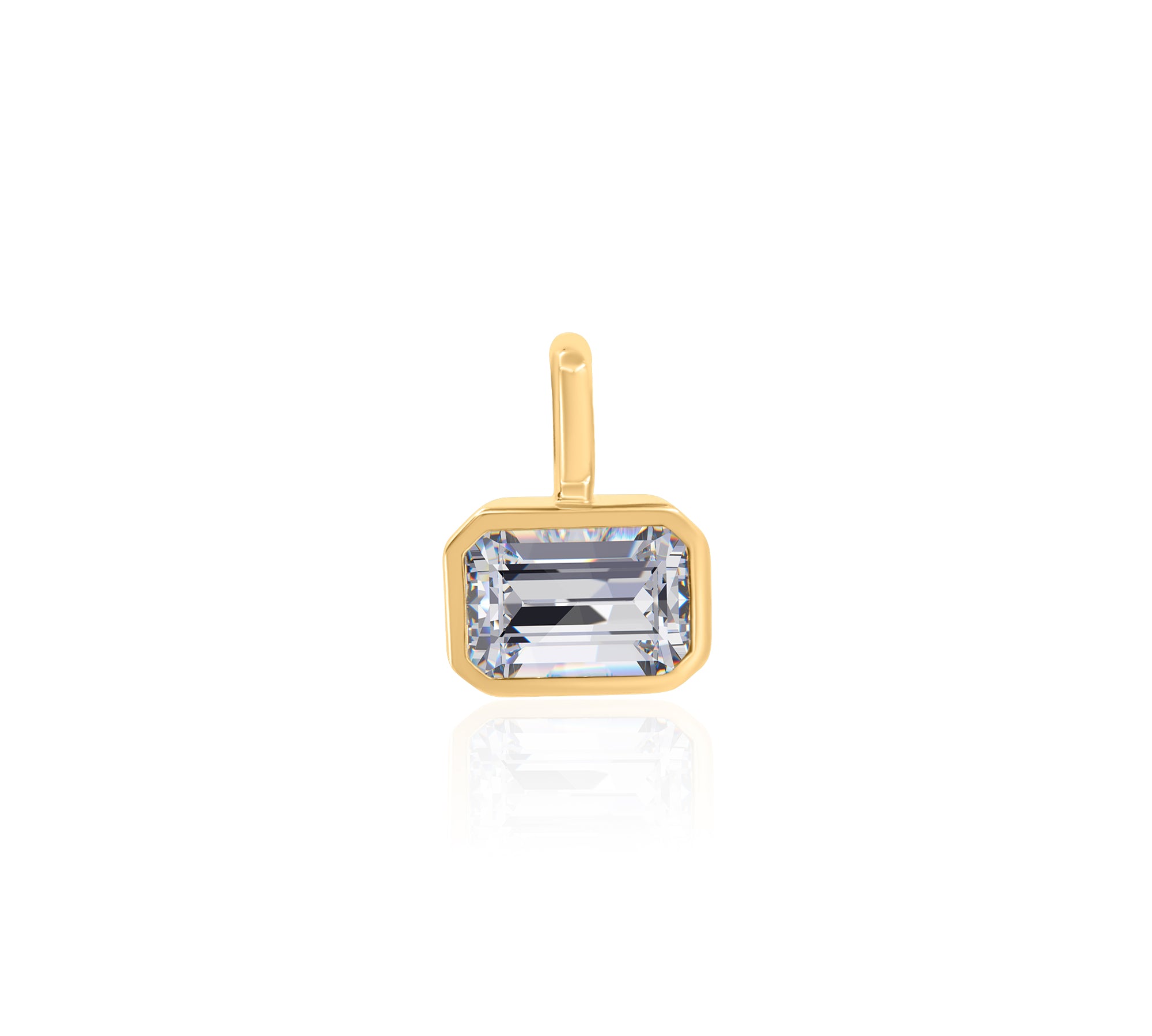 Gold Lab Grown Emerald Cut Bezel Pendant
