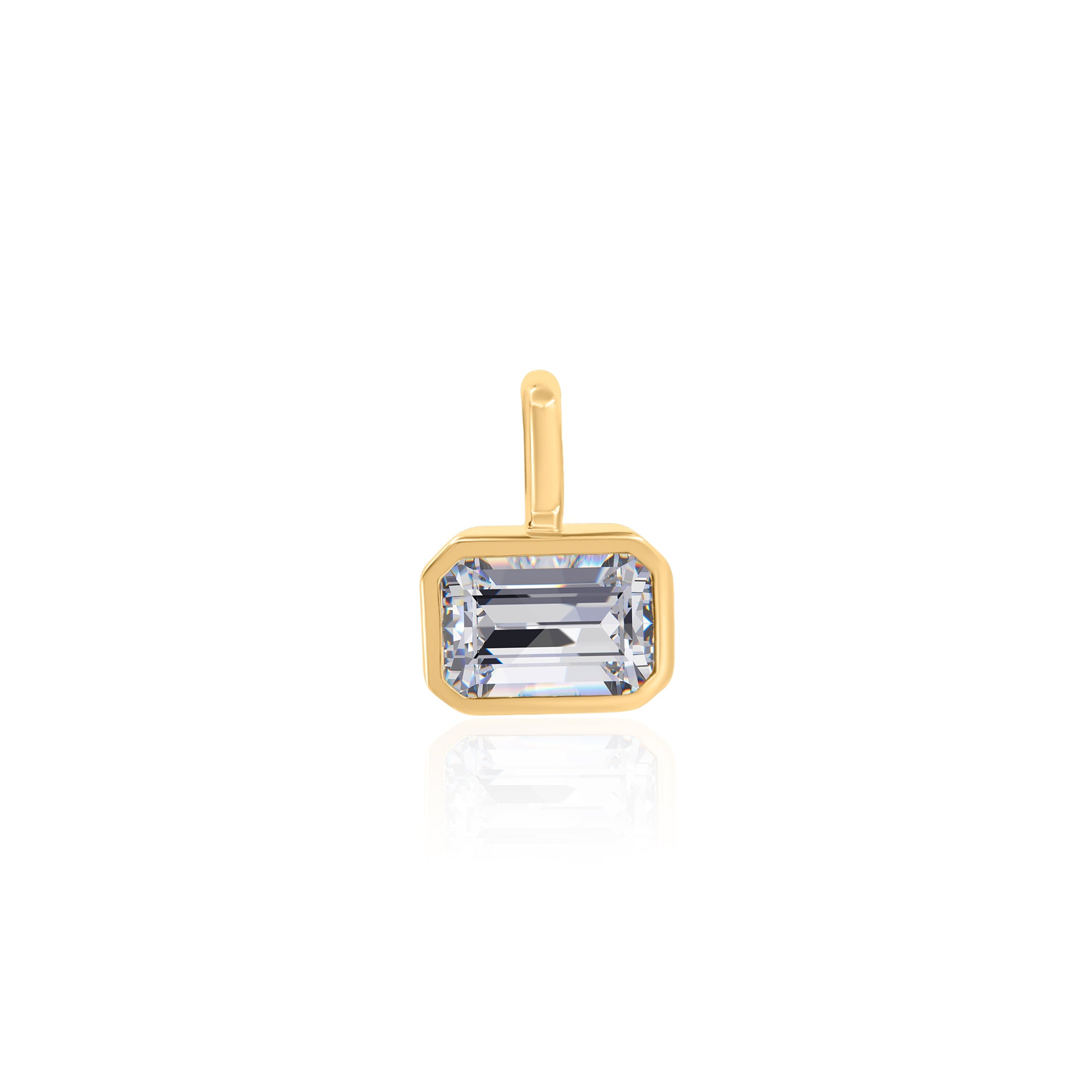 Gold Lab Grown Emerald Cut Bezel Pendant