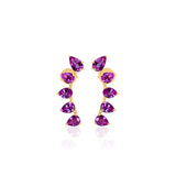 Gold Pink Sapphire Pear Climber Earring