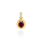 Gold Diamond Garnet Four Prong Pendant