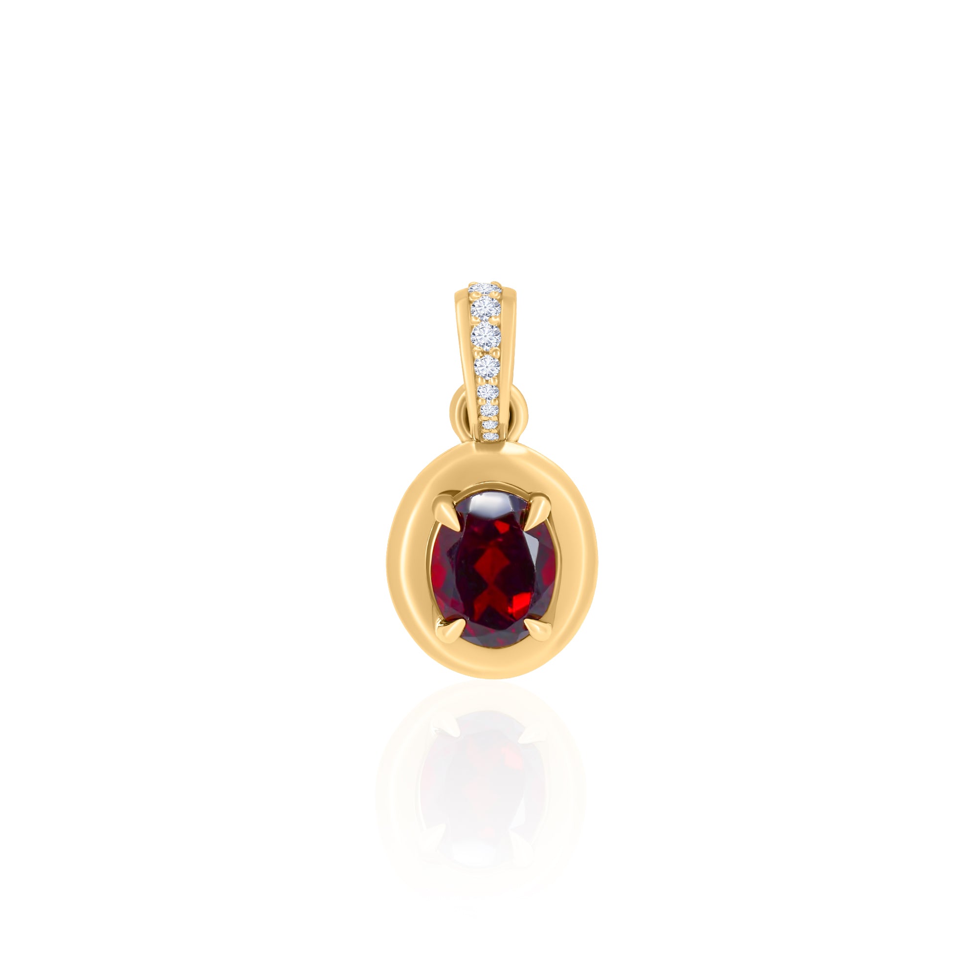 Gold Diamond Garnet Four Prong Pendant