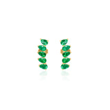 Gold Small Emerald Pear Climber Earring