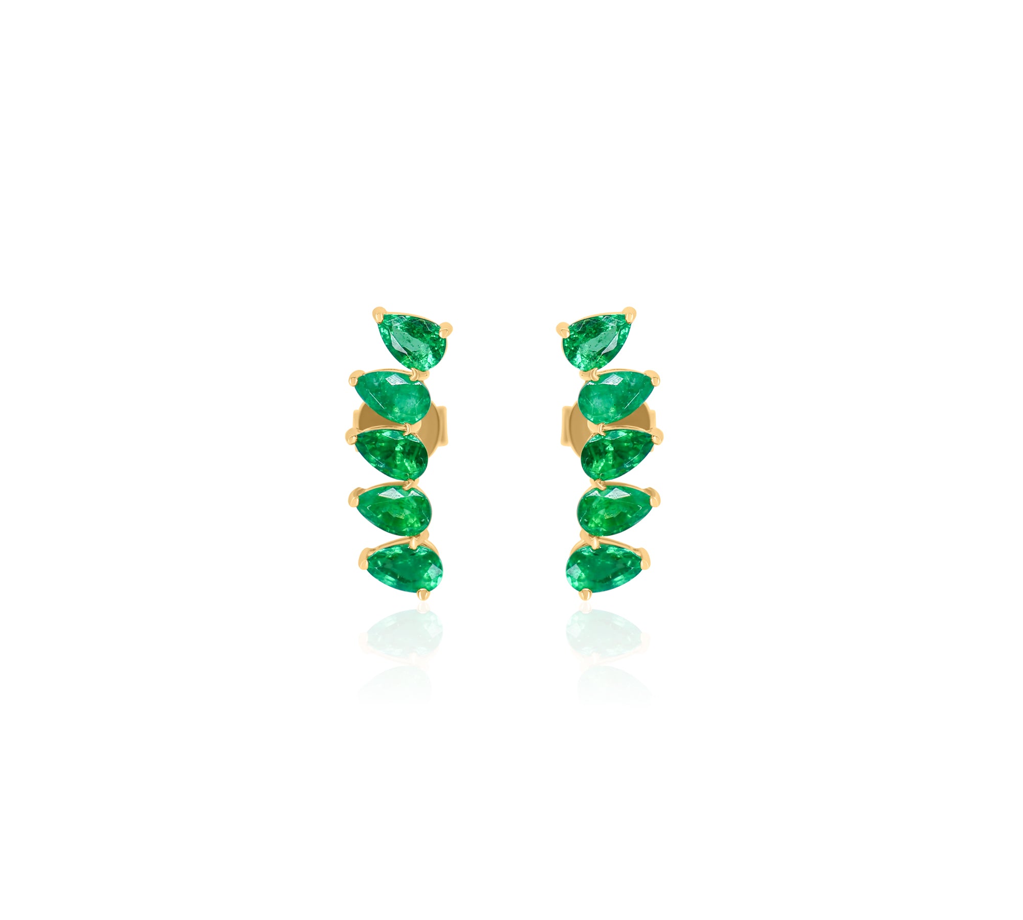 Gold Small Emerald Pear Climber Earring