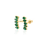 Gold Small Emerald Pear Climber Earring