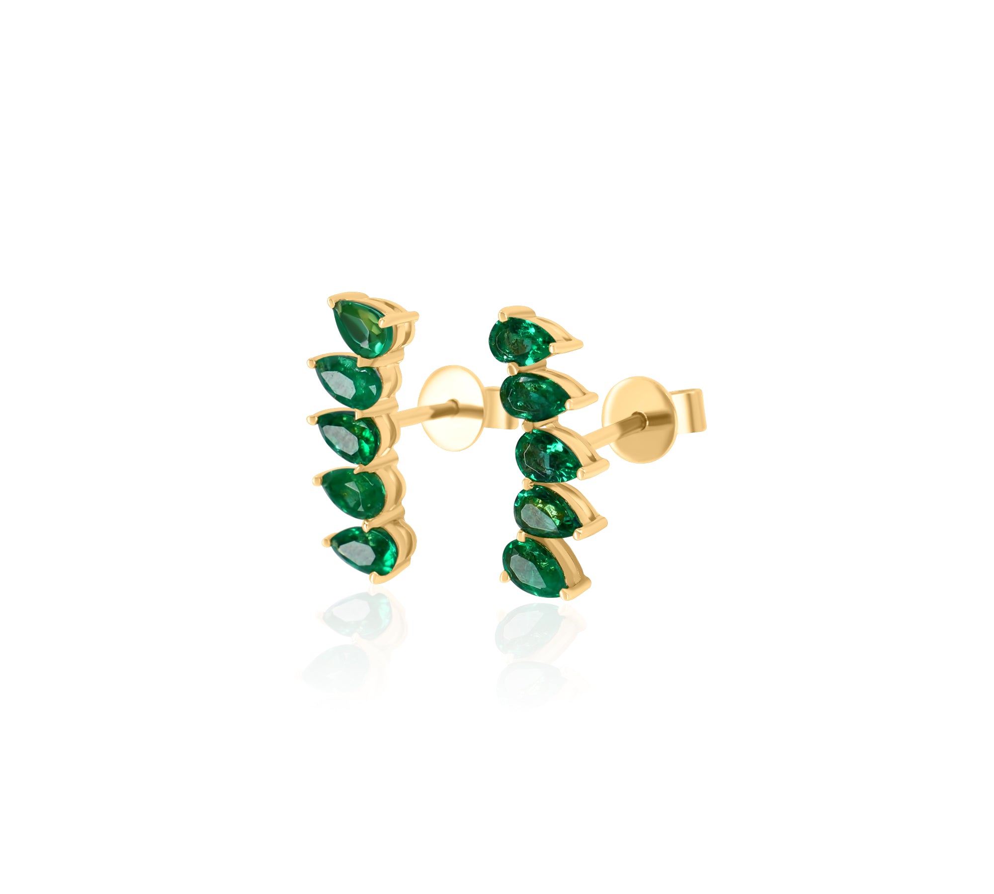 Gold Small Emerald Pear Climber Earring