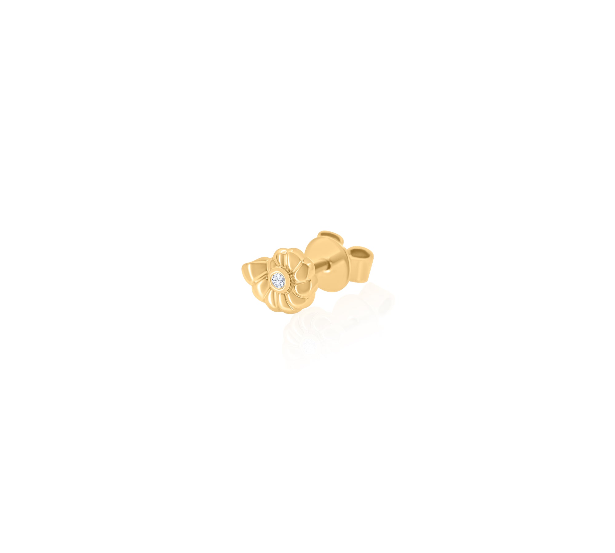 Gold Single Diamond Swirl Shell Earring