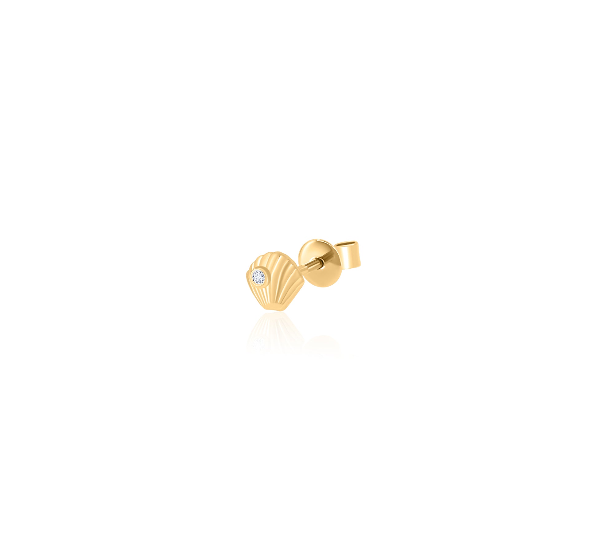 Gold Single Diamond Shell Earring
