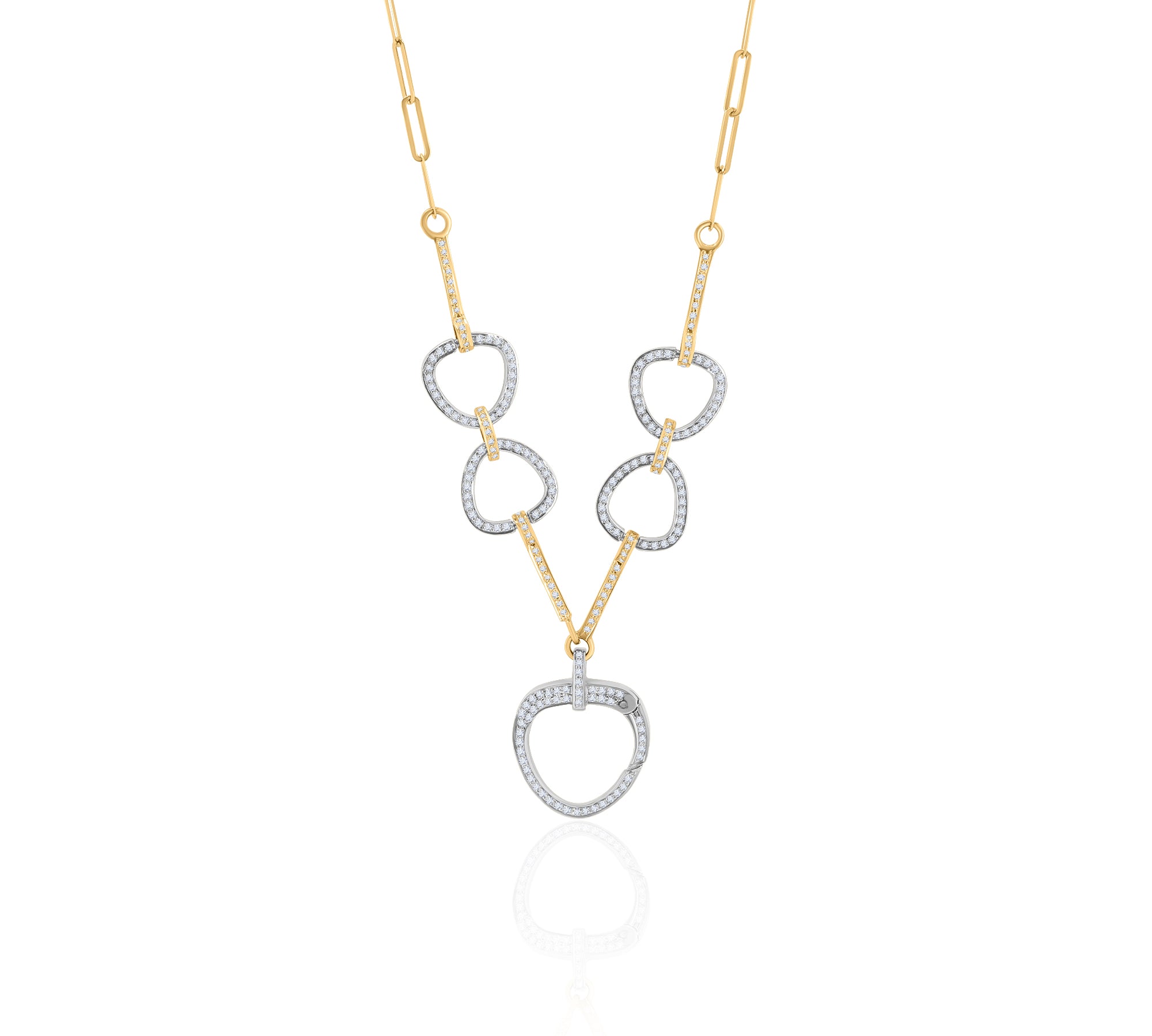 Two Tone Diamond Paperclip Chain Necklace