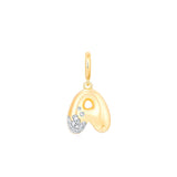 Gold Diamond Mini Pave Bubble Initial Pendant