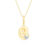 Gold Diamond Mini Pave Bubble Initial Pendant
