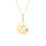 Gold Diamond Mini Pave Bubble Initial Pendant
