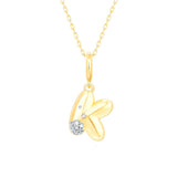 Gold Diamond Mini Pave Bubble Initial Pendant
