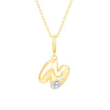 Gold Diamond Mini Pave Bubble Initial Pendant