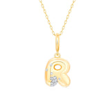 Gold Diamond Mini Pave Bubble Initial Pendant