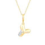 Gold Diamond Mini Pave Bubble Initial Pendant