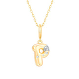 Gold Diamond Mini Pave Bubble Initial Pendant