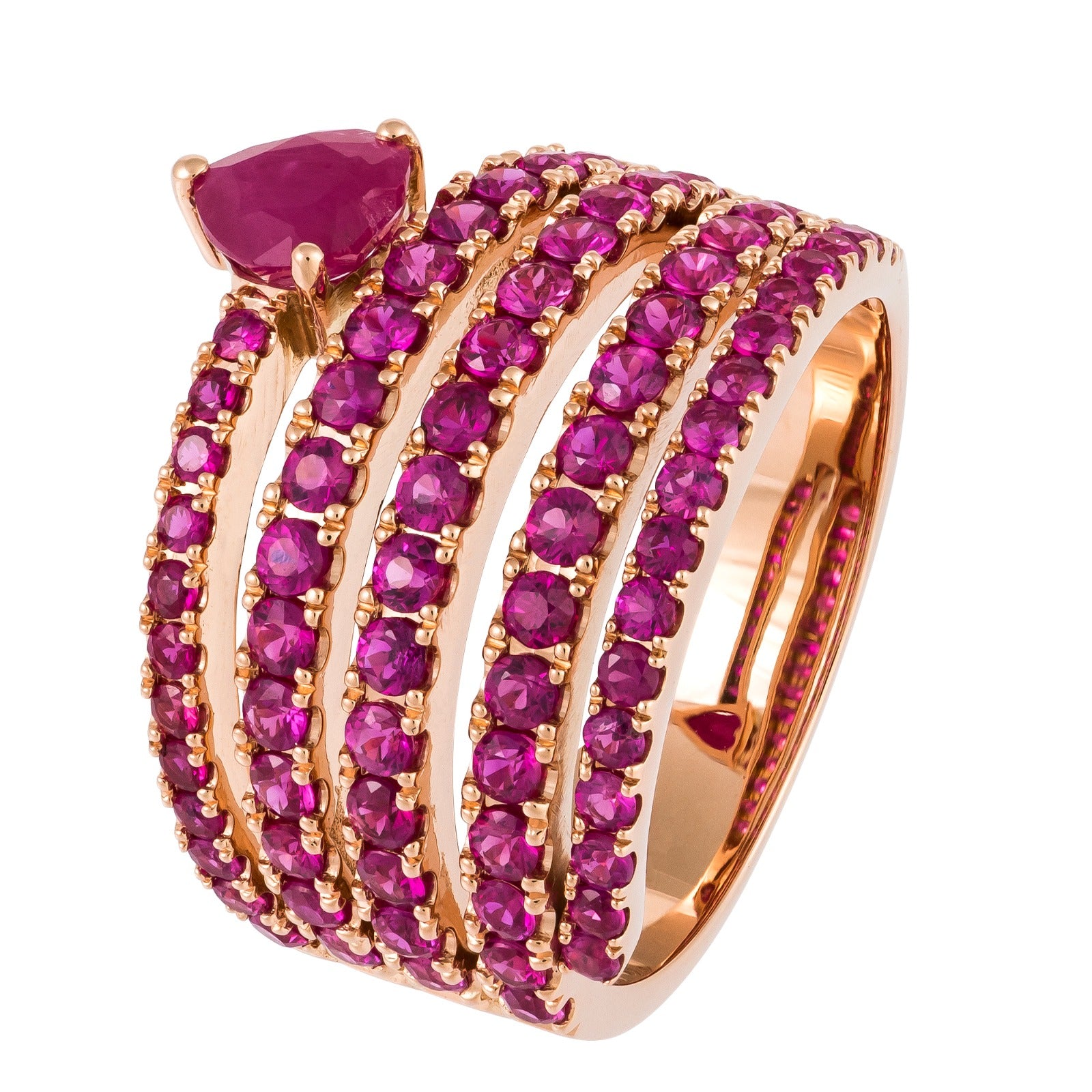 Gold Multi Wrap Heart Ruby Ring