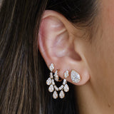 Gold Lab Grown Pear Three Prong Classic Stud Earrings
