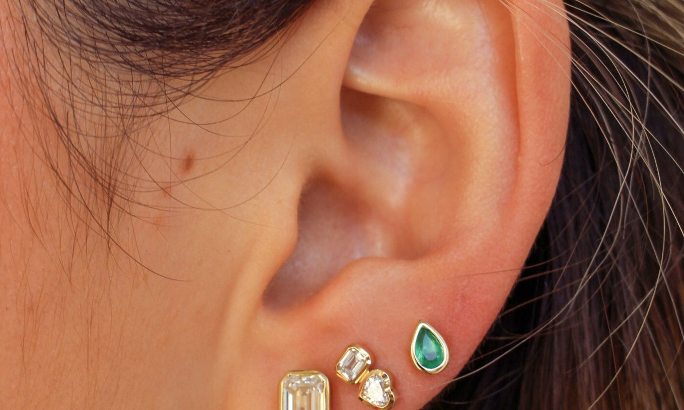 Gold Diamond Heart Earring by Monisha Melwani Fine Jewelry