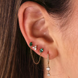 Gold Double Drop Bezel Diamond Hoop Earring