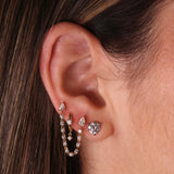 Gold Double Diamond Pear Connecting Earring