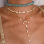 Gold Half Lab Grown Pear Bezel Necklace