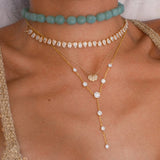 Gold Half Lab Grown Pear Bezel Necklace