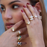 Gold Pear Blue Sapphire Lab Grown Signet Pinky Ring