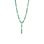 Gold Emerald and Illusion Diamond Pear Lariat Necklace