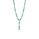 Gold Emerald and Illusion Diamond Pear Lariat Necklace
