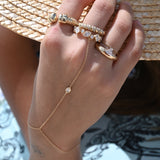 Gold Diamond Bezel Marquise Hand Bracelet